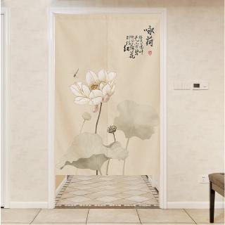 ม่านญี่ปุ่น ประตูจีนม่านผ้าบัวพาร์ทิชันตกแต่งผ้าม่านม่านแขวนม่านห้องน้ำห้องนอนห้องน้ำสไตล์จีนหมัดครึ่งม่าน