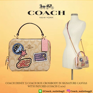 COACH DISNEY X COACH BOX CROSSBODY IN SIGNATURE CANVAS WITH PATCHES (COACH C1434)💗