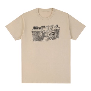 เสื้อยืดสีขาว กล้อง Leica การถ่ายภาพย้อนยุคแฟชั่นคลาสสิกที่ไม่ซ้ํากันเสื้อยืดผ้าฝ้ายผู้ชายเสื้อยืดใหม่  เสื้อวินเทจผญ