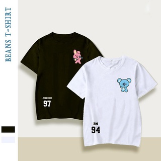 เสื้อยืดชาย เสื้อผู้ชายเท่ ใส่เดินทางคนอ้วนเสื้อยืดลำลอง พิมพ์ลาย BTS kpop เสื้อยืดสีขาวผู้ชาย Tee