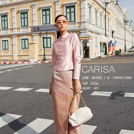 เสื้อไทยจิตรลดา Carisa ไหมแพรทิพย์ ซับคอตตอน สีครีมงาช้าง เรียบหรู ใส่สบาย มุมมองที่ 6