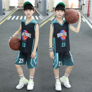 ชุดกีฬาเด็กโต ชุดบาสเด็ก basketball 23 สีดำ พร้อมกางเกง