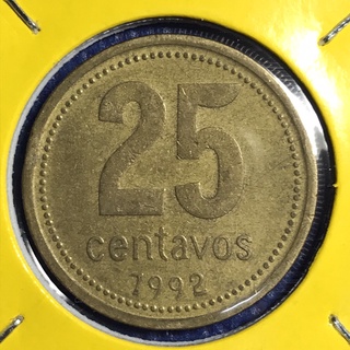 เหรียญเก่า#14834 1992 ประเทศอาร์เจนติน่า 25 CENTAVOS เหรียญต่างประเทศ เหรียญสะสม หายาก