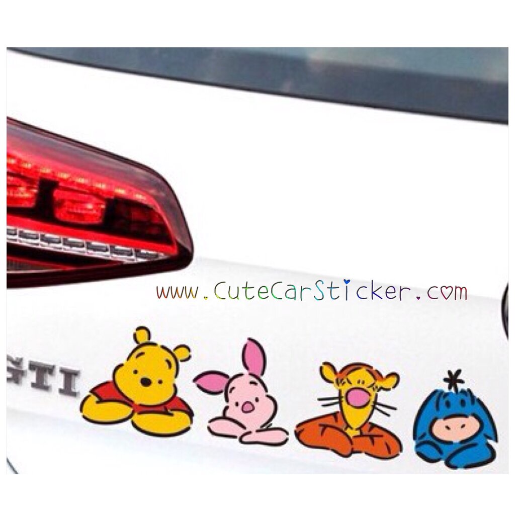 สติ๊กเกอร์-ติดรถ-pooh-หมีพูห์-และผองเพื่อน-เรียวแถว-4ตัว-car-decal-sticker