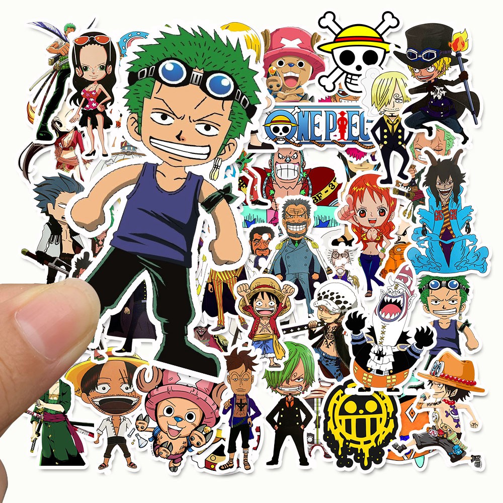 สติ๊กเกอร์-pvc-ลายการ์ตูน-one-piece-luffy-50-ชิ้นสําหรับตกแต่งรถยนต์