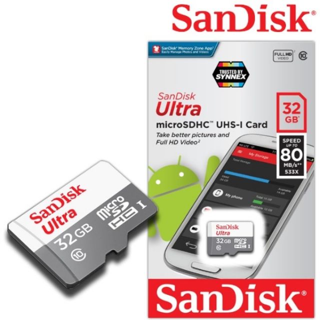 ภาพหน้าปกสินค้าแท้​ SanDisk micro SD Ultra 32GB Class 10 80GB/s แท้ประกัน​ศูนย์