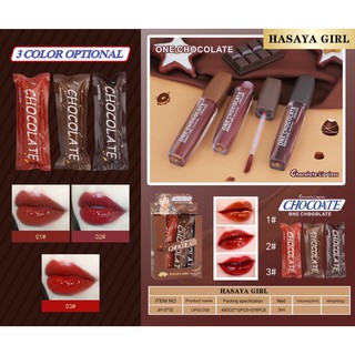 JH-3732 ลิปช็อกโกแลต ลิปแมทโทนน้ำตาลอมแดง HASAYA GIRL สีแซ่บมาก🍒