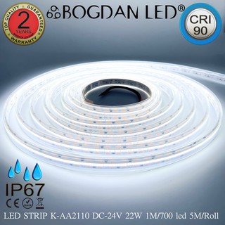 LED STRIP K-AA2110-700-6500K DC-24V  22W/1M IP67 ยี่ห้อBOGDAN LED แอลอีดีไฟเส้นสำหรับตกแต่ง 3500LED/5M 110W/5M Grade A