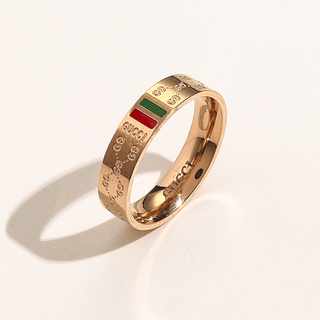 Gucci แหวนเงิน 925 ลายตัวอักษร GG สีทอง เรียบง่าย สไตล์เกาหลี สร้างสรรค์ เครื่องประดับ สําหรับผู้หญิง