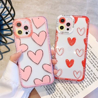 เคสโทรศัพท์มือถือแบบนิ่ม ใส ลายหัวใจสีแดง สําหรับ OPPO A15 A15S A3S A12E A5S A7 A12 F9 F11 A9 A5 2020 A53 A33 A31 A77 A57 2022 A16 A92 A52 A54 A74 5G A1K A94 A95 A93 A16K A76 A96 4G
