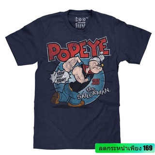 เสื้อยืด คอกลม พิมพ์ลาย Popeye The Sailor S สีกรมท่า สําหรับผู้ชาย SDF78859