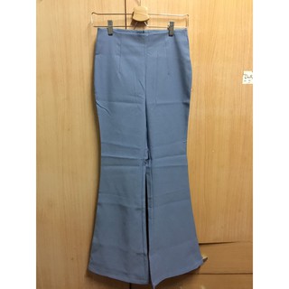 🆕 ของใหม่ กางเกงสีฟ้าเทา ปลายขาบาน ทรงวินเทจ จากร้านดัง FB Poi fashion