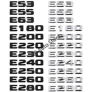 สติกเกอร์โลหะ ลายตัวอักษรดิจิทัล E53 E55 E63 E180 E200 E220 E230 E240 E250 E260 3D สีดํา สีเงิน สําหรับติดตกแต่งรถยนต์ Mercedes Benz