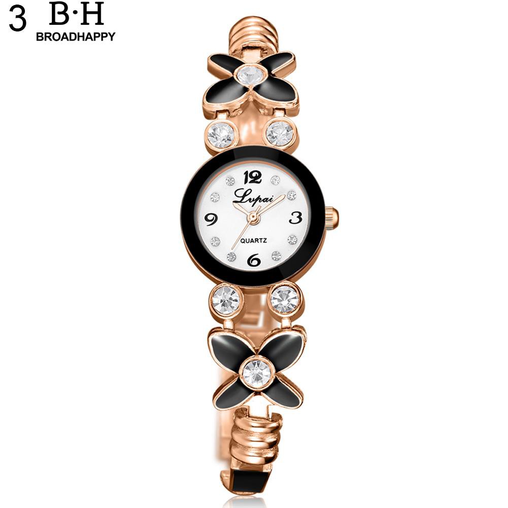 broadhappy-นาฬิกาข้อมือควอตซ์-อะนาล็อก-แต่งพลอยเทียม-สำหรับผู้หญิง