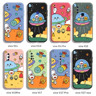 เคสโทรศัพท์ซิลิโคนเหลวสำหรับ vivo V11 V11I  V11 Pro  V15  V15Pro V17  V17 Pro  V17 neo เคสตัวการ์ตูนรูปเป็ดสีเหลืองดาวเคราะห์บางและกันกระแทกเคสป้องกันเลนส์เต็มกล้อง