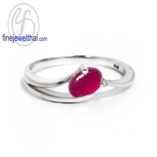 Finejewelthai-แหวนทับทิม-ทับทิม-แหวนพลอย-แหวนเงินแท้-พลอยประจำเดือนเกิด-Ruby-Silver-Ring-Birthstone-R1100rb-cb