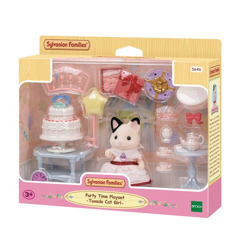 sylvanian-party-time-playset-tuxedo-cat-girl-ซิลวาเนียน-แฟมิลี่-ชุดปาร์ตี้ไทม์และเด็กหญิงทักซิโด้แคท