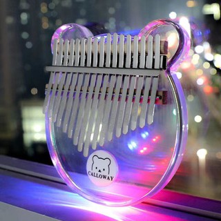 【Flash Light】17 keys crystal Kalimba Bear acrylic Thumb Piano Acoustic transparent Finger Piano Music Instrument