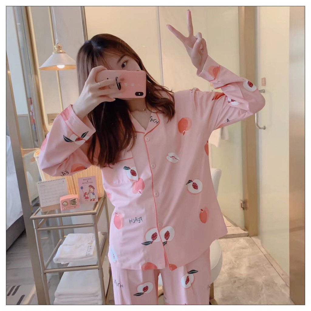 ชุดนอน-ผ้า-cotton-แขนยาว-ขายาว-ใส่สบาย-ลายน่ารัก