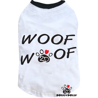 Pet cloths -Doggydolly  เสื้อผ้าแฟชั่น  สัตว์เลี้ยง  หมาแมว เสื้อยืด  สีขาว คอกลม ขนาดไซส์ 1-9 โล  T591 สีขาว