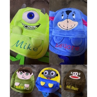 กระเป๋าเป้ สะพายหลังอนุบาล 10 นิ้ว ขนนุ่มนิ่ม Monsters,Minions,Eeyore,Paul frank,Ben10