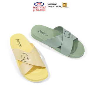 FOOTNICK C67-0574L รองเท้าแตะแบบสวมผู้หญิง หูไขว้ลายปลาวาฬ สีพาสเทล (Size 37-42)