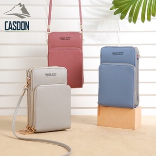 CASDON-กระเป๋าสะพายข้าง กระเป๋าสะพายแฟชั่น สไตล์เกาหลี แฟชั่นสีทึบ กระเป๋าสะพายเรียบง่าย มือถือหน้าจอสัมผัส JJ-H008