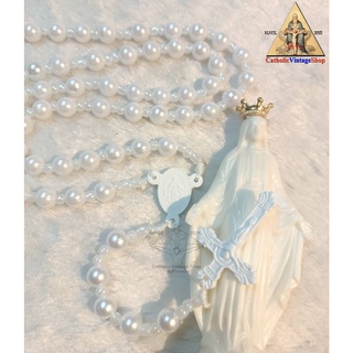 สายประคำ คาทอลิก สายประคำแม่พระ สายประคำลูกปัดขาว ลูกประคำ Catholic Rosary คริสต์ พระแม่มารีย์ สร้อยคอ