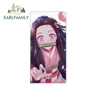 Earlfamily สติกเกอร์ไวนิล ลายอนิเมะ Demon Slayer Nezuko ขนาด 13 ซม. x 6.5 ซม. สําหรับติดตกแต่งรถยนต์ รถจักรยานยนต์