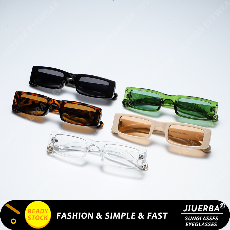 รูปภาพสินค้าแรกของJIUERBA แว่นกันแดด แบบกรอบแคบ ขนาดเล็ก สำหรับผู้ชายและผู้หญิง