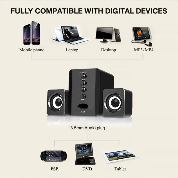 ภาพสินค้าOker desktop speakers Aux+Bluetooth ปรับเบสได้ ลำโพงคอม รุ่น SP823 - SP836 จากร้าน okay4u บน Shopee ภาพที่ 7