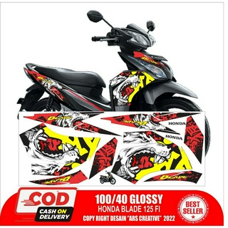 สติกเกอร์ ลายหมาป่า แวววาว สําหรับ Honda Blade 125 FI