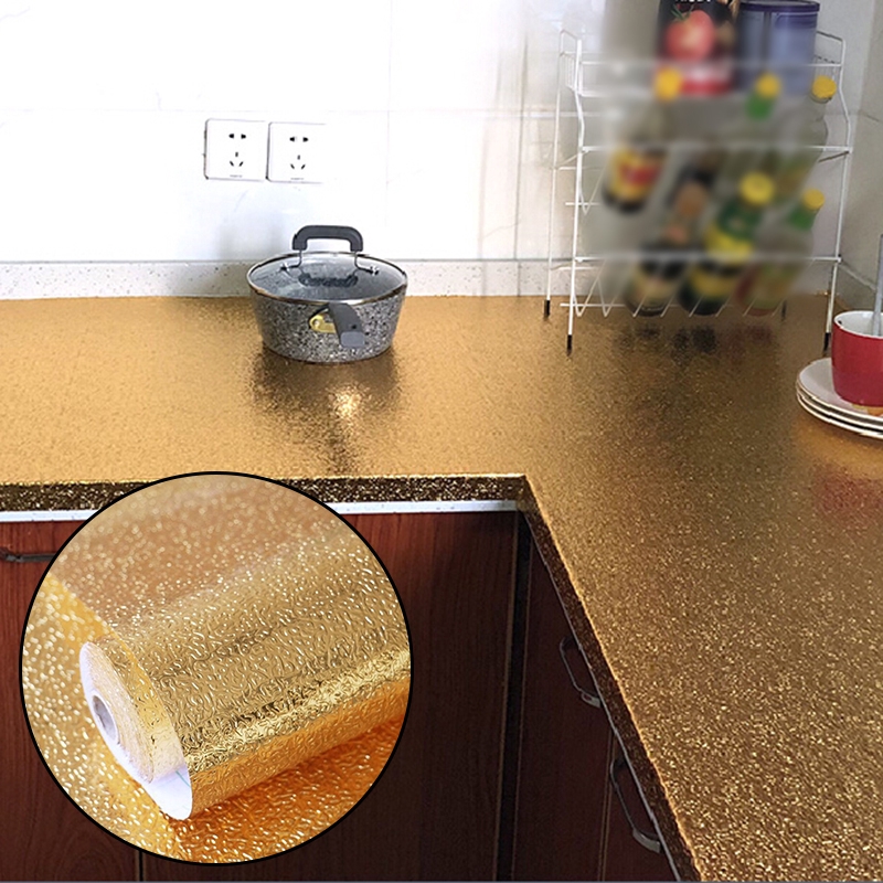 สติกเกอร์อลูมิเนียมฟอยล์สีทอง-กันน้ำ-น้ำมัน-กันฝุ่น-สำหรับตกแต่งบ้าน-ห้องครัว