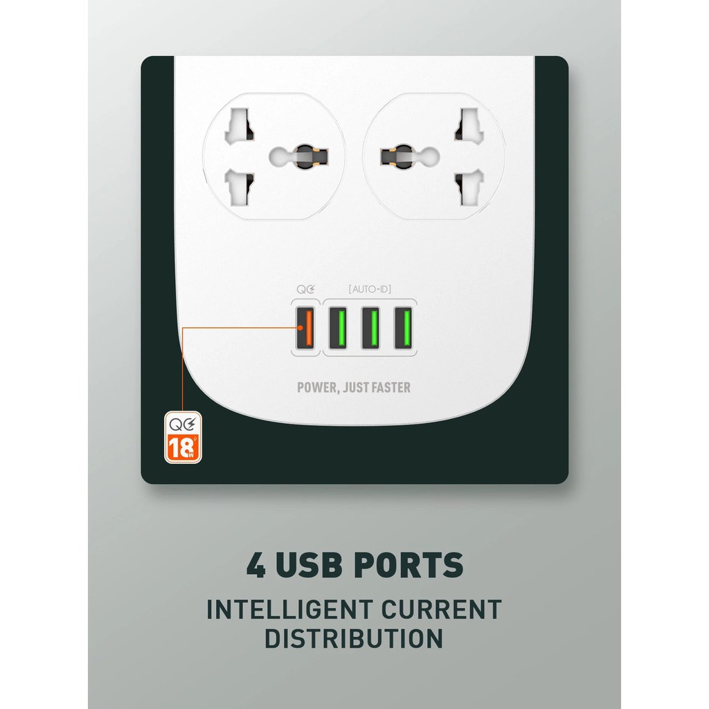 ldnio-sc4407-ปลั๊กพ่วง-4-ช่อง-4-usb-รองรับถึง-4-universal-outlet-power-strip-2500w-สายยาว-2เมตร-รับประกันของแท้