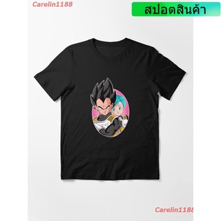 2022 Vegeta And Bulma Essential T-Shirt เสื้อยืดพิมพ์ลายการ์ตูนมังงะ ดผ้าเด้ง คอกลม cotton ความนิยม discount Unisex