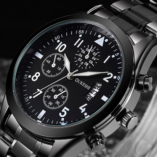 นาฬิกาข้อมือเจนีวาสำหรับผู้ชายสีดำกันน้ำ นาฬิกา