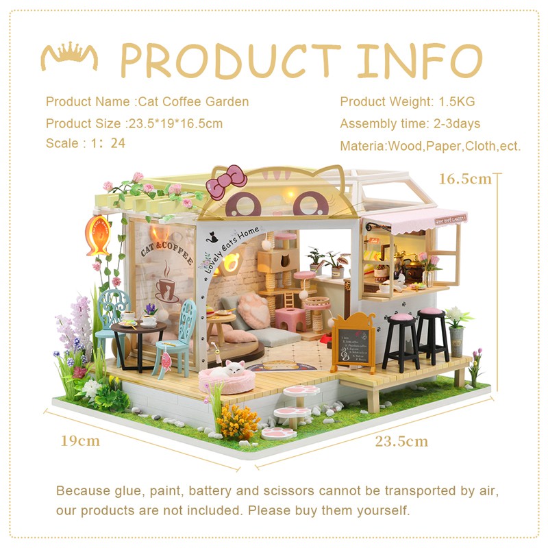 พร้อมส่ง-cutebee-diy-บ้านตุ๊กตาแมว-กาแฟ-บ้านตุ๊กตา-m2111