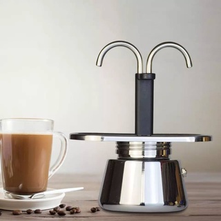 Mini Express (1Cup/2Cup) moka pot หม้อต้ม กาแฟ Double Tube Moka Pot ความจุ 100ML