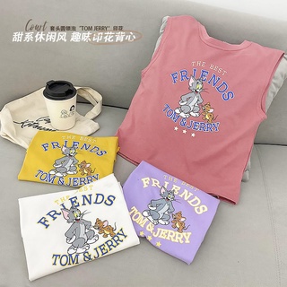 [Babycat] พร้อมส่ง ขายดี เสื้อยืดแขนกุด ทรงหลวม ลายแมว หนู ฤดูร้อน สไตล์เกาหลี ญี่ปุ่น สําหรับเด็กผู้ชาย