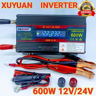 XUYUAN Inverter 12V/ 24V 600W อินเวอร์เตอร์ 12V/24V to 220V อินเวอร์เตอร์ LCD USB display converter Portable Smart Solar