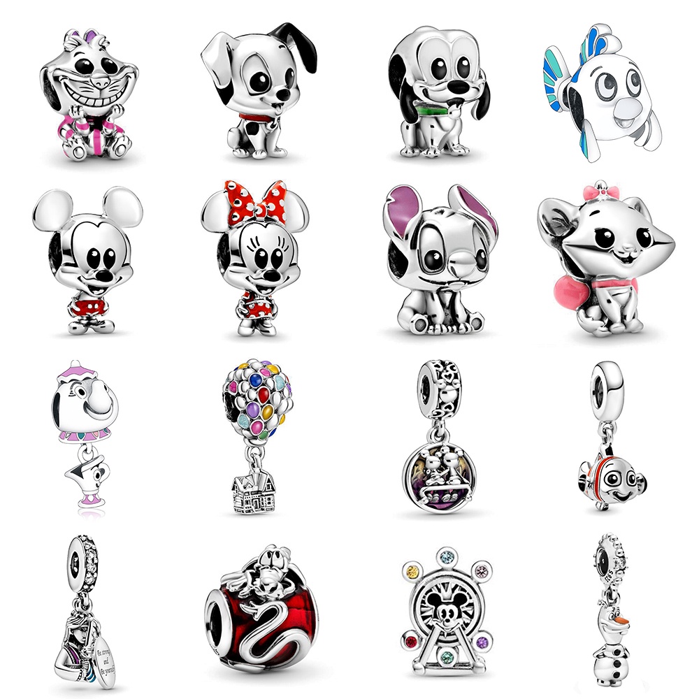 charms-disney-alice-mickey-minnie-สร้อยข้อมือชุบเงินสําหรับผู้หญิง