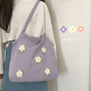สินค้า ( มี 5 สีพร้อมส่ง) 🌷 กระเป๋าผ้า purple flower  (MN080)