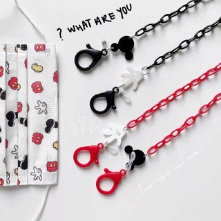 สินค้า New creative cartoon mouse black acrylic necklace glasses chain