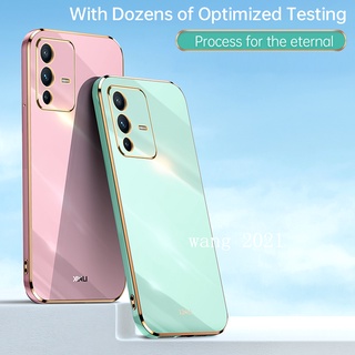 2022 Multicolor Casing เคส Vivo V23 V23 Pro 5G Phone Case Electroplating Straight Edge Protective Silicone Soft Back Cover เคสโทรศัพท