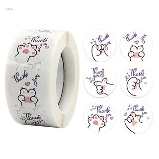 Chua ม้วนสติ๊กเกอร์ลายลูกแมวน่ารัก 500 ชิ้นสําหรับตกแต่งกล่องของขวัญ Diy