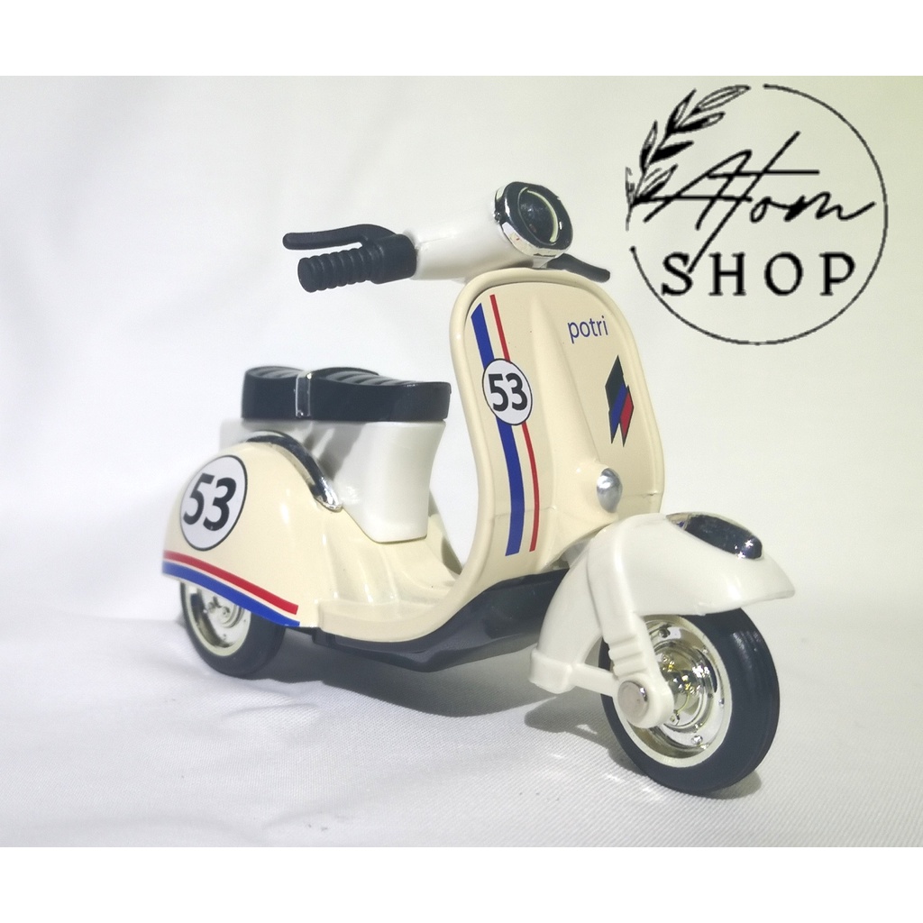 โมเดลรถเวสป้า-สีขาว-โมเดลรถ-โมเดลรถเหล็ก-ของสะสม-รถสะสม-model-vespa-โมเดลรถมอเตอร์ไซค์-ของขวัญ-วินเทจ-คลาสสิค