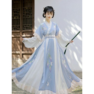 ชุดฮั่นฝู Hanfu แบรนด์ Zhang le ting  Wisteria Rabbit Collection ชุดจีนโบราณ กระโปรงยาว กระโปรงผูก เสื้อแบบผูก