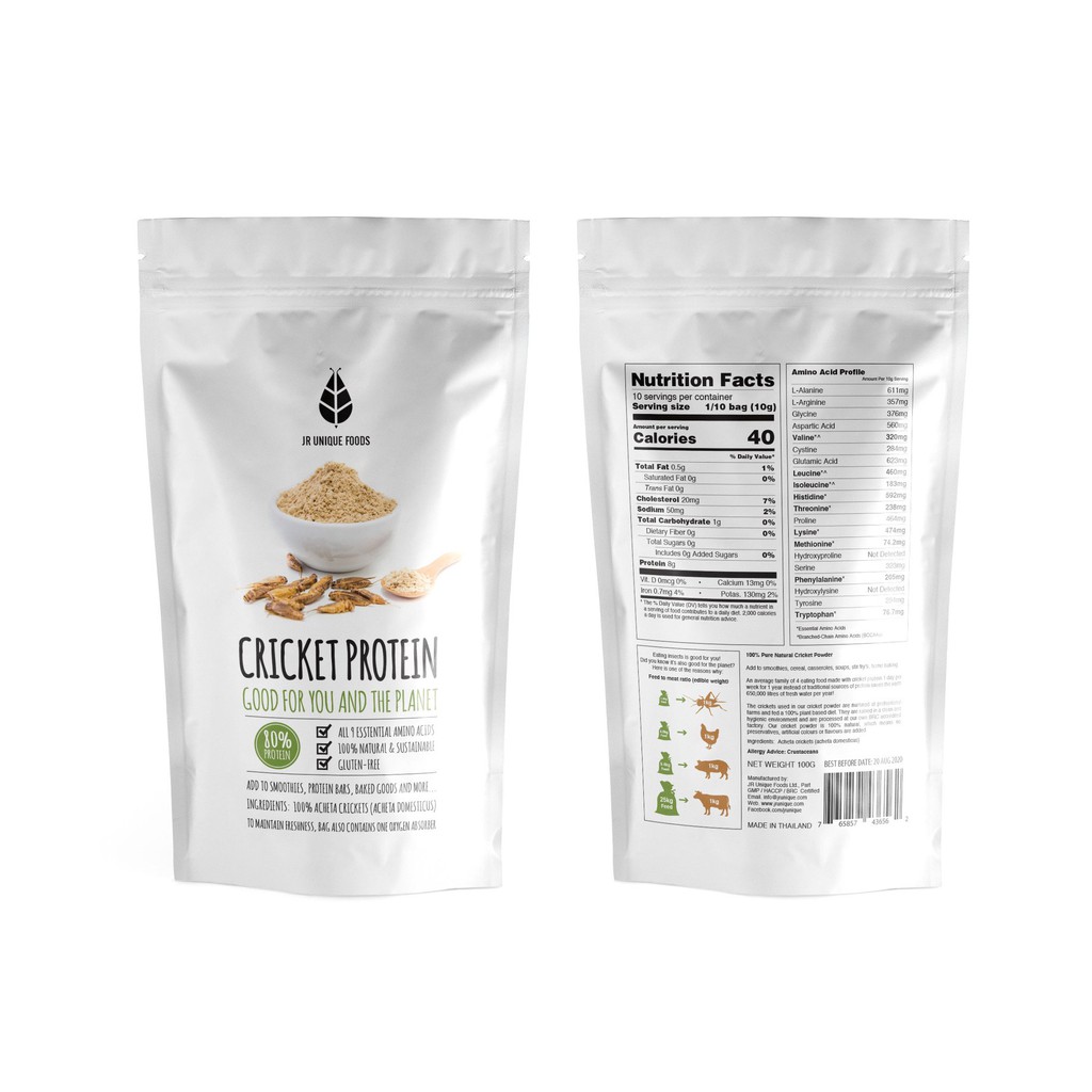 Cricket Powder 75 Protein (ผงโปรตีน 75 จากจิ้งหรีด) 100g โปรตีน