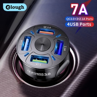 Elough ที่ชาร์จ USB ในรถยนต์ 4 พอร์ต ชาร์จเร็ว 3.0 QC 3.0 7A ชาร์จเร็ว สําหรับโทรศัพท์ในรถยนต์