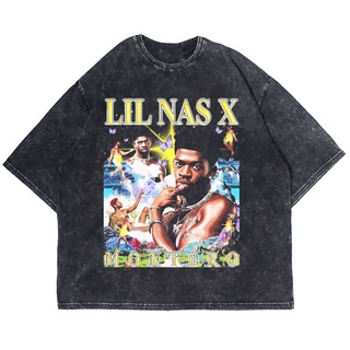 เสื้อยืดผ้าฝ้ายพิมพ์ลายเสื้อยืดแขนสั้น พิมพ์ลาย Nas X MONTERO WASHING VINTAGE RAP สําหรับผู้ชาย